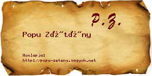 Popu Zétény névjegykártya